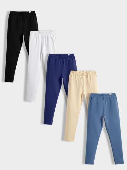Orange Sugar Girls
                      Pack of 5 Cotton Blend Solid Ankle Length
                      Leggings
