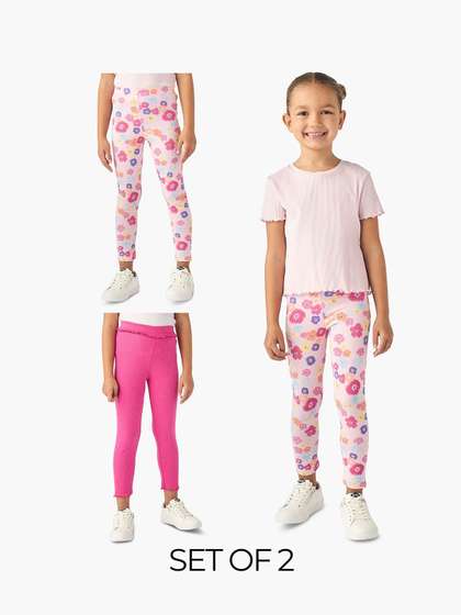 Juniors by Babyshop
                    Girls Pack of 2 Cotton Blend Printed Ankle Length
                    Leggings