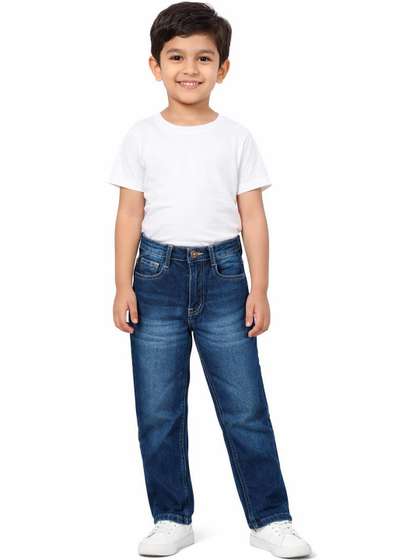 Kidiwise Boys Classic
                    Regular Fit Mid-Rise Light Fade Jeans