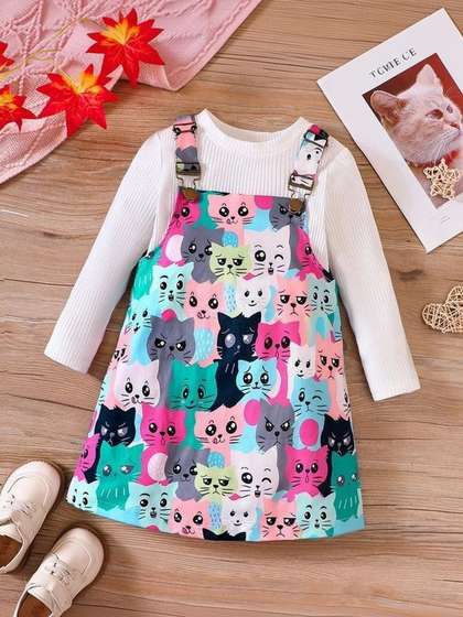 ER LIFE Style Print
                    Applique Pinafore Dress