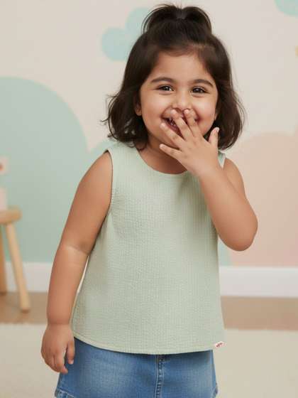 Peach Girls Pure Cotton
                    Cross Back Sleeveless Top