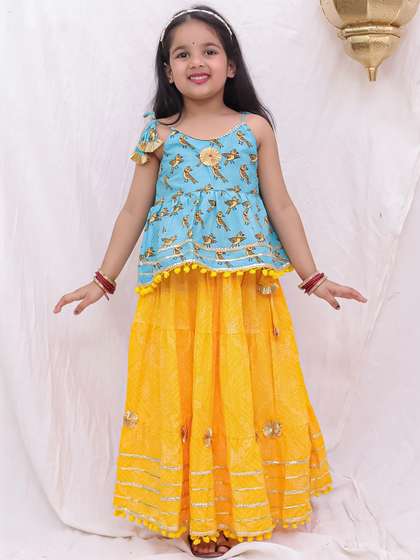 BownBee Girls Printed
                    Ready to Wear Lehenga &