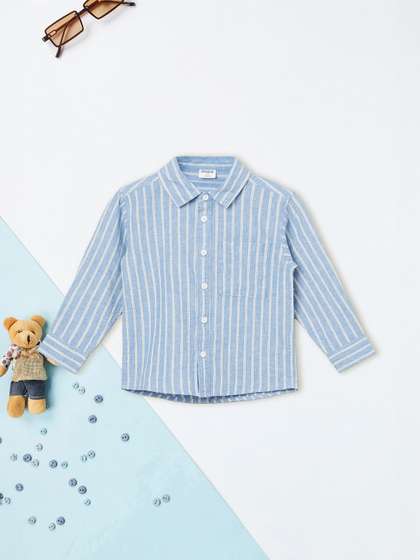 max Boys Striped
                      Spread Collar Cotton Shirts
