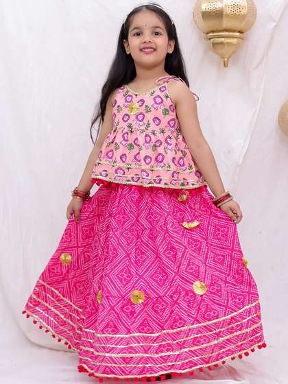 BownBee Girls Printed
                    Ready to Wear Lehenga &