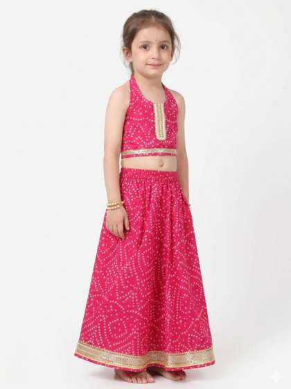 SAKA DESIGNS Girls
                    Printed Ready to Wear Lehenga