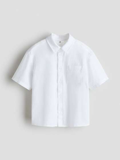 H&M Short-Sleeved
                    Linen-Blend Shirt