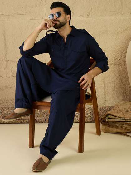 House of Pataudi
                        Shirt Collar Aesthetic Pathani Kurta &
                        Salwar