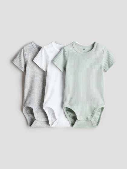 H&M 3-pack ribbed
                    cotton bodysuits