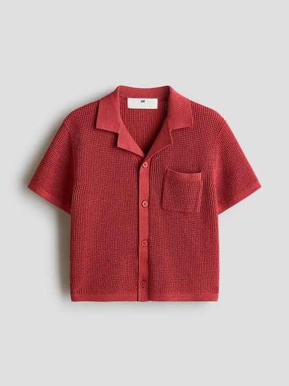 H&M Boys
                          Textured Pure Cotton Knitted Resort Shirt