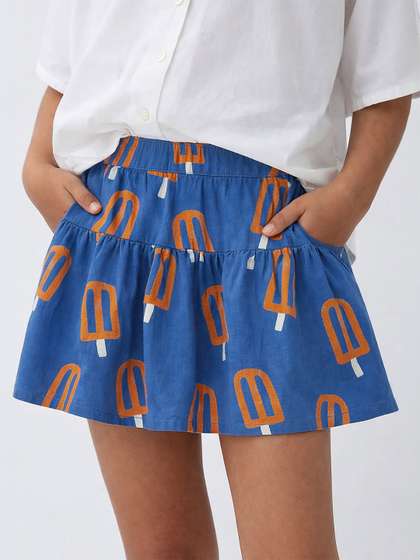 Somersault Girls Cotton
                    Graphic Conversational Print Mini Flared Skirt