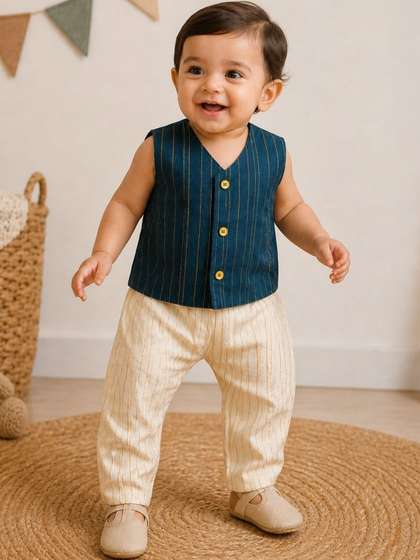 myminibuds Unisex
                          Kids Striped Tunic with Trousers