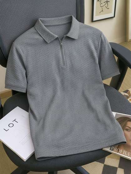 Leotude Men Polo Collar T-shirt