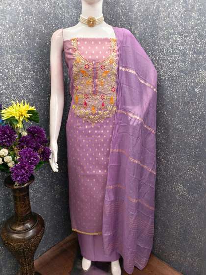 Rangtulika Ethnics
                          Embroidered Jacquard Unstitched Dress
                          Material