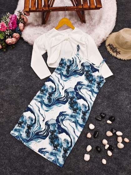 HERE&NOW Girls
                    Abstract Print Applique Bodycon Maxi Dress