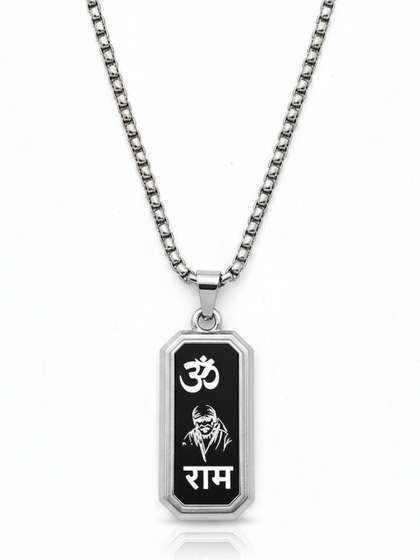 M Men Style
                    Rhodium-Plated Geometric Pendants with Chains