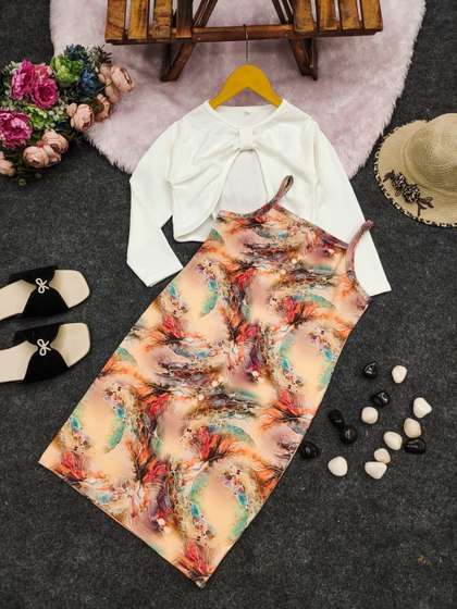 KALINI Print Applique
                      Bodycon Maxi Dress