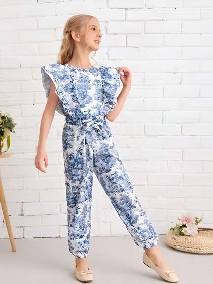 Dripteen Printed Round
                    Neck Jumpsuit