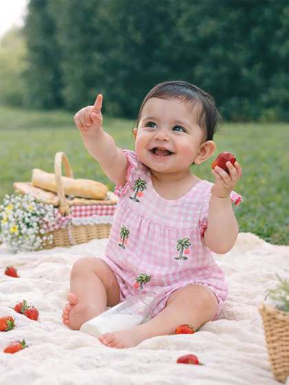 Somersault Infants Girls
                    Checked Cotton Round Neck Bodysuit