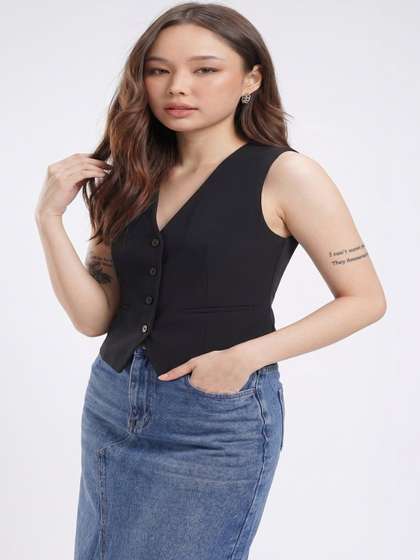 THE FASHION HUB
                        V-Neck Woven Formal Waistcoat