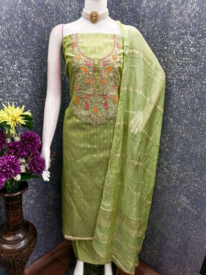 Rangtulika Ethnics
                        Embroidered Jacquard Unstitched Dress Material