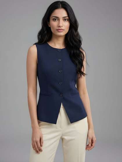 The Roadster
                        Lifestyle Co. Sleeveless Slim Fit Waistcoat