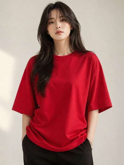 PockMAN Women
                          Drop-Shoulder Sleeves Bio Finish T-shirt