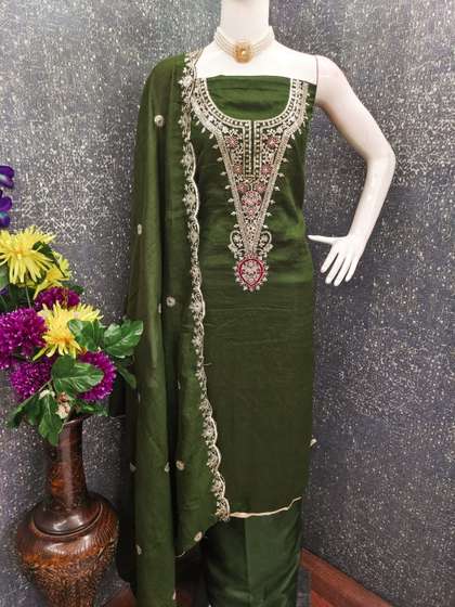 Rangtulika Ethnics
                        Embroidered Unstitched Dress Material
