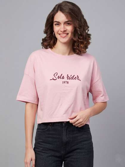 Hang and wear Women
                        Typography Printed Drop-Shoulder Sleeves Boxy
                        T-shirt