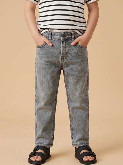 Nauti Nati Boys Loose
                    Fit Mid-Rise Stretchable Pure Cotton Jeans