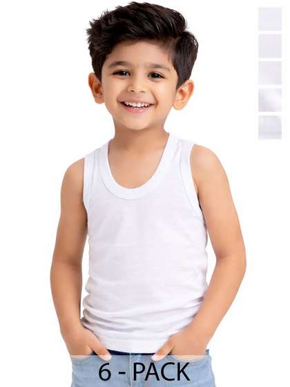 DYCA Boys Pack Of 6
                    White Solid Cotton Innerwear Vests
