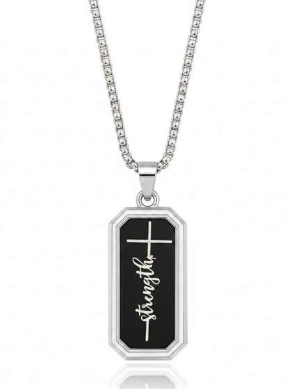 M Men Style
                    Rhodium-Plated Geometric Pendant with Chain