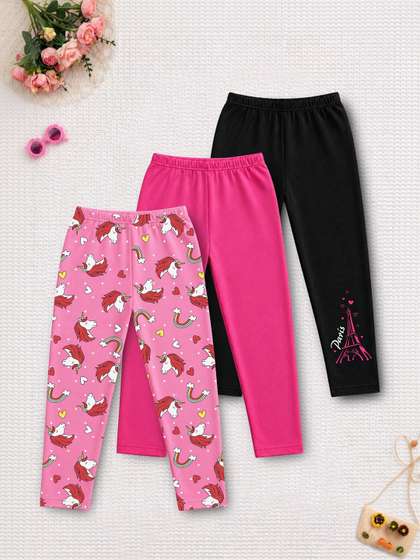 YK X Trampoline Girls
                    Pack of 3 Cotton Blend Printed Ankle Length
                    Leggings