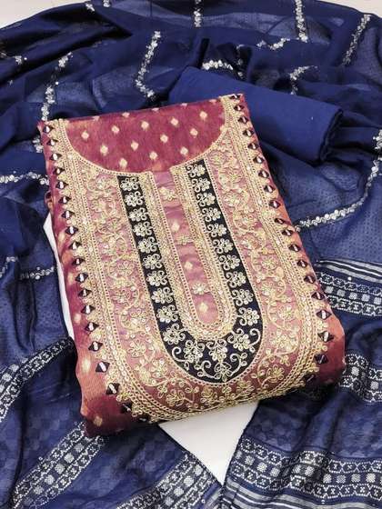 Rangtulika Ethnics
                        Embroidered Unstitched Dress Material