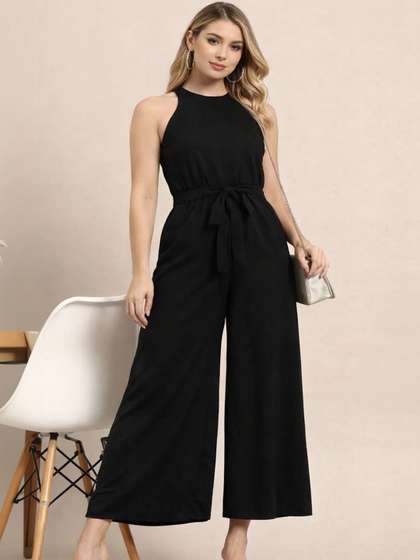 Sleek Italia Halter
                        Neck Basic Jumpsuit