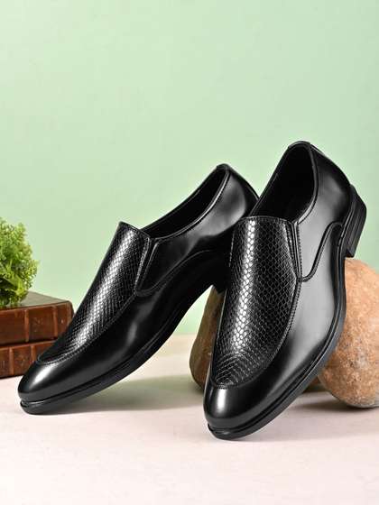 House of Pataudi
                          Men Textured Round Toe Slip-On Formal Shoes