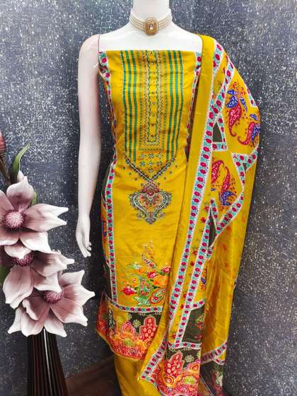 Rangtulika Ethnics
                        Embroidered Unstitched Dress Material