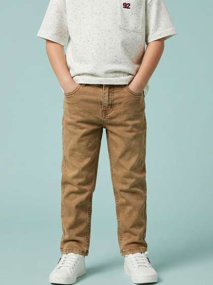 Nauti Nati Boys Straight
                    Fit Mid-Rise Low Distress Stretchable Pure Cotton
                    Jeans