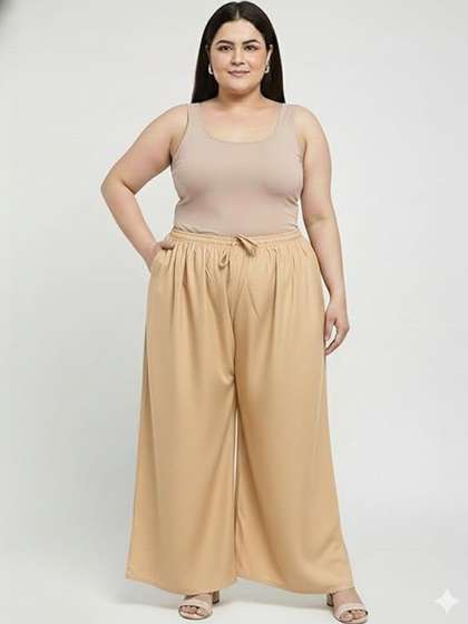 KGFONECLOTH Women
                        Flared Knitted Palazzos