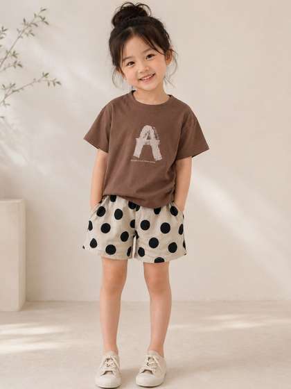 YK Girls Typography
                    Printed T-shirt