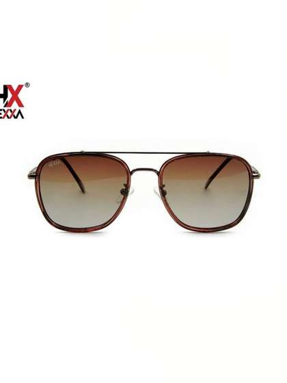 HEXXA Unisex Brown Lens
                    & Brown Rectangle Sunglasses with