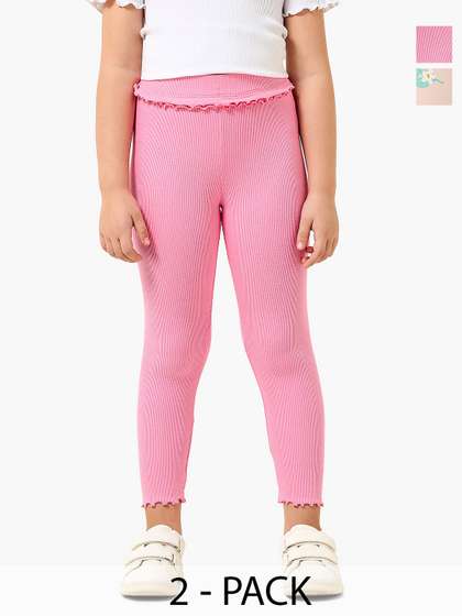 Juniors by Babyshop
                    Girls Pack of 2 Cotton Solid Ankle Length Leggings