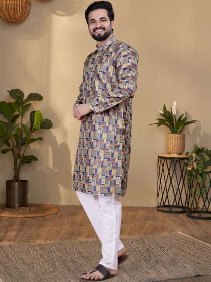 SZN Men Geometric
                        Printed Kurta