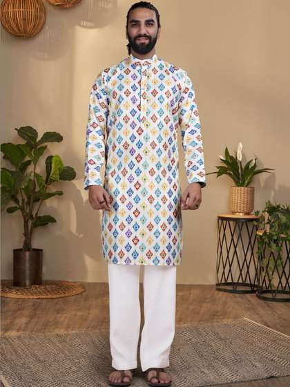 SZN Men Geometric
                        Printed Kurta