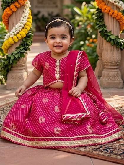 Sangria Girls
                        Printed Cotton Round Neck Flared Lehenga Choli