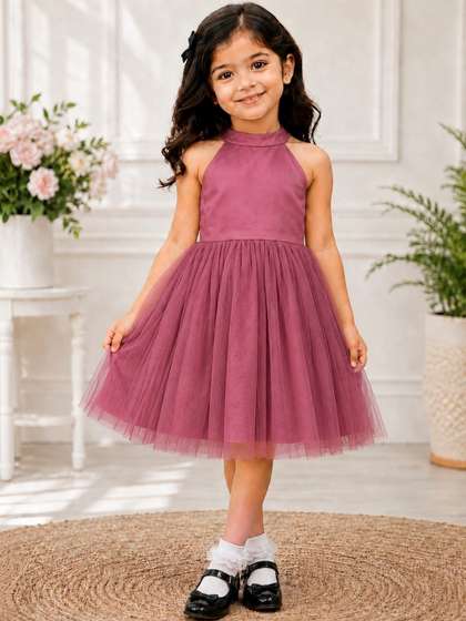 Tejam Halter Neck Net
                    Fit & Flare Dress