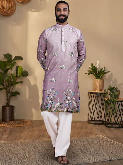 SZN Men Floral
                        Printed Thread Work Floral Kurta