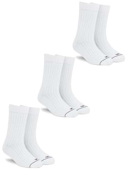 Dynamocks Unisex
                        Pack Of 3 White Solid Calf Length Socks