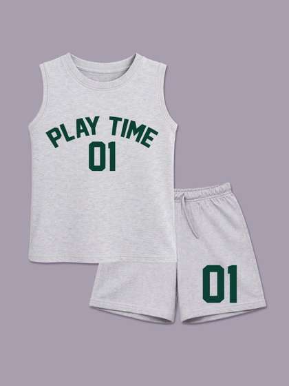 BLUSHES Unisex Kids
                        Printed T-shirt with Shorts