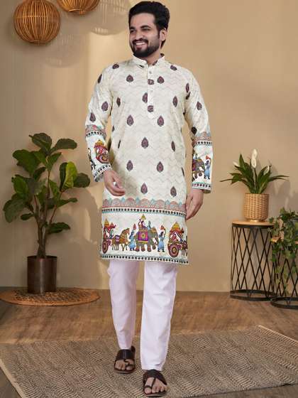 SZN Men Ethnic
                          Motifs Printed Indie Prints Kurta