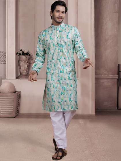 SZN Men Geometric
                        Printed Floral Kurta
